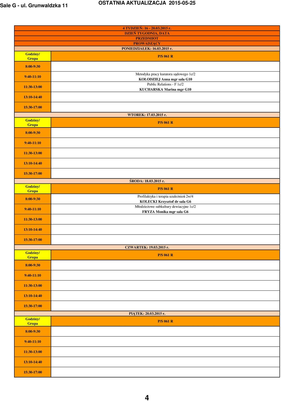 Metodyka pracy kuratora sądowego 1c/2 KOŁODZIEJ Anna mgr sala G10 Public Relations - F 1c/2