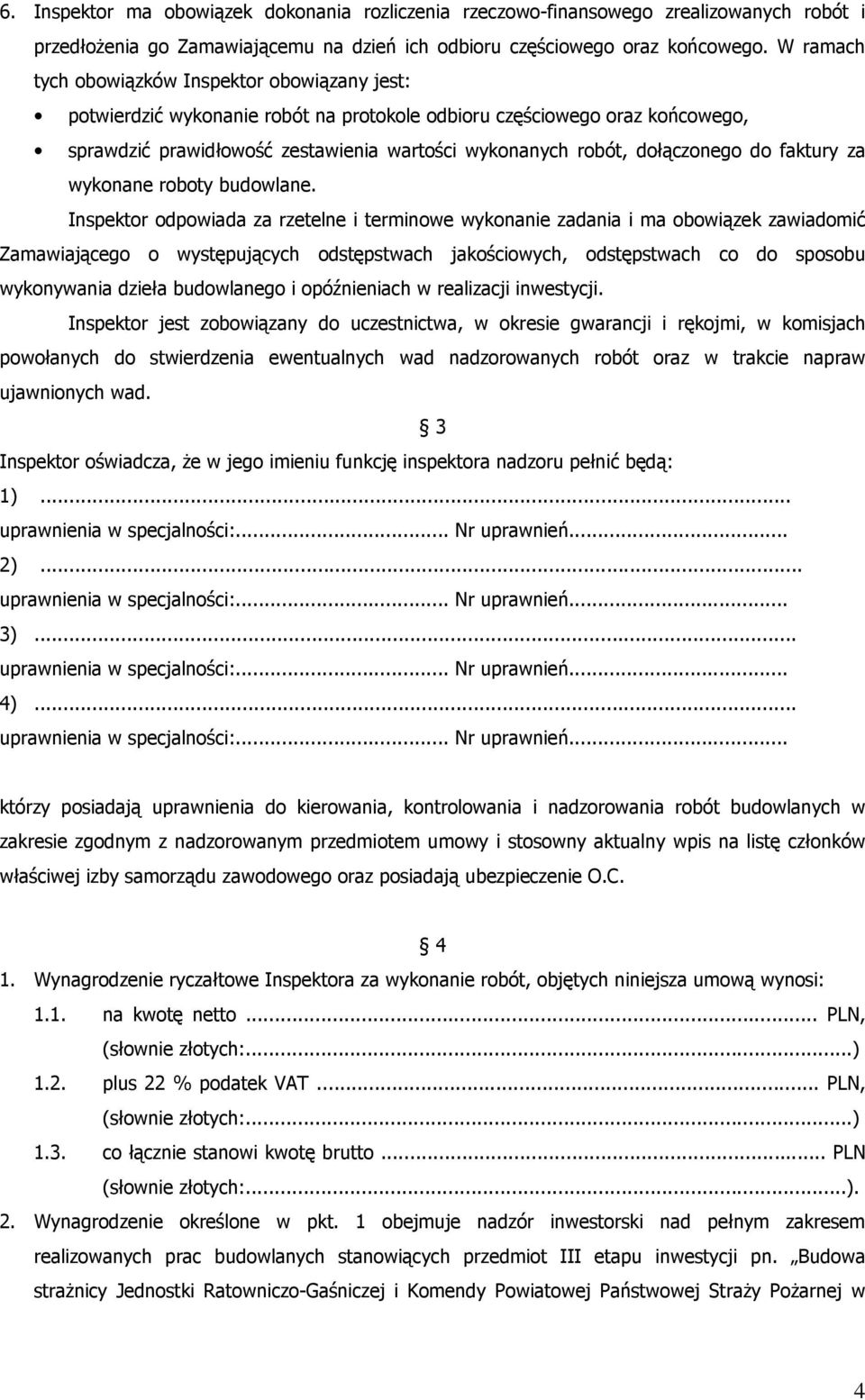 dołączonego do faktury za wykonane roboty budowlane.