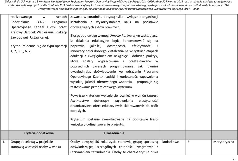 Biorąc pod uwagę wymóg Umowy Partnerstwa wskazujący, iż działania edukacyjne będą koncentrować się na poprawie jakości, dostępności, efektywności i innowacyjności dobrego kształcenia na wszystkich