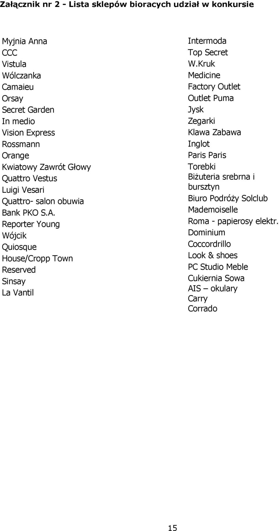 Reporter Young Wójcik Quiosque House/Cropp Town Reserved Sinsay La Vantil Intermoda Top Secret W.