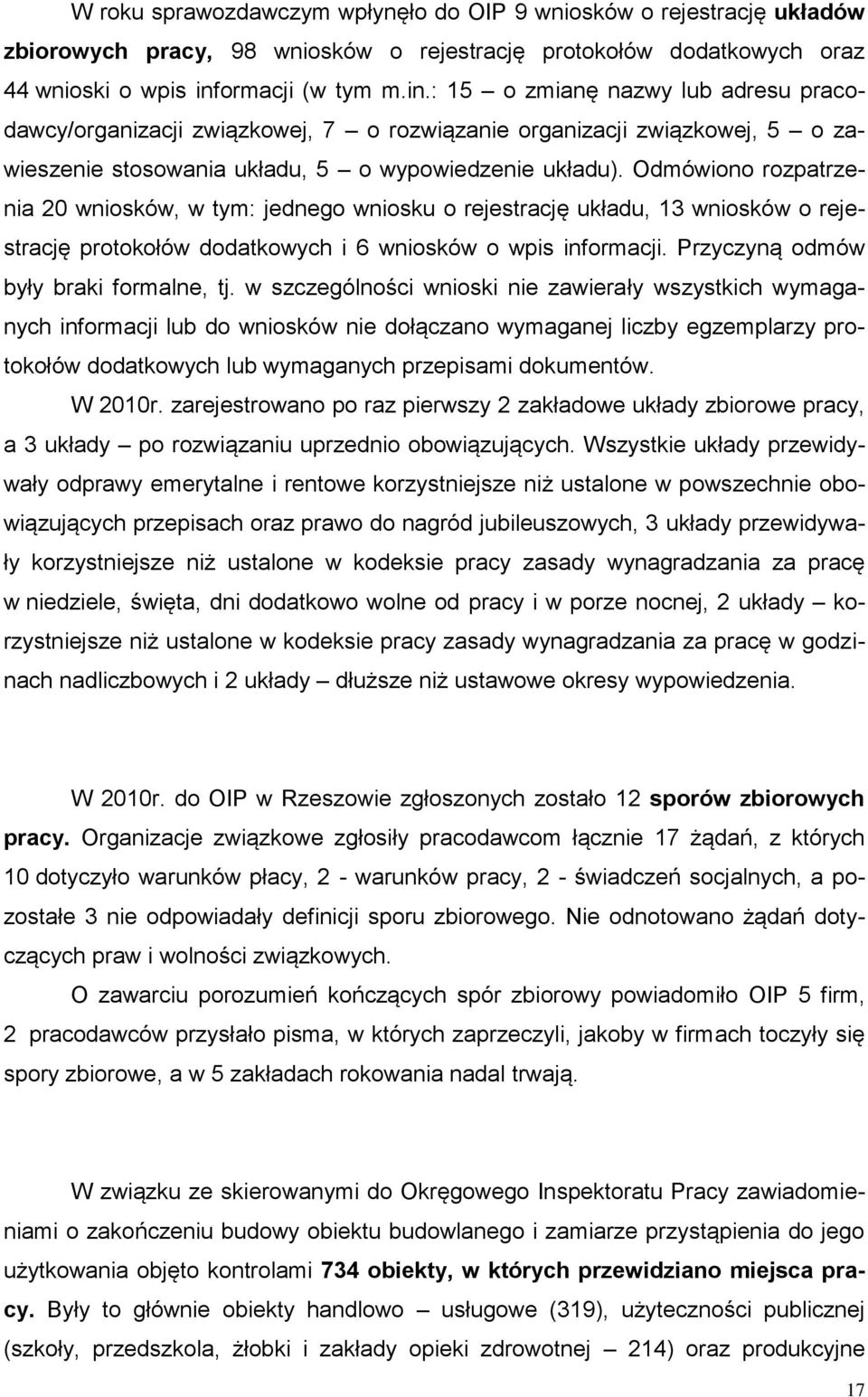 Odmówiono rozpatrzenia 20 wniosków, w tym: jednego wniosku o rejestrację układu, 13 wniosków o rejestrację protokołów dodatkowych i 6 wniosków o wpis informacji.
