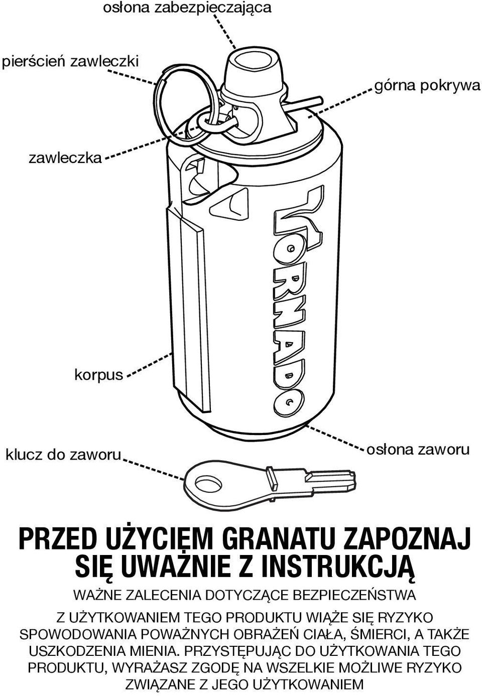 UŻYTKOWANIEM TEGO PRODUKTU WIĄŻE SIĘ RYZYKO SPOWODOWANIA POWAŻNYCH OBRAŻEŃ CIAŁA, ŚMIERCI, A TAKŻE