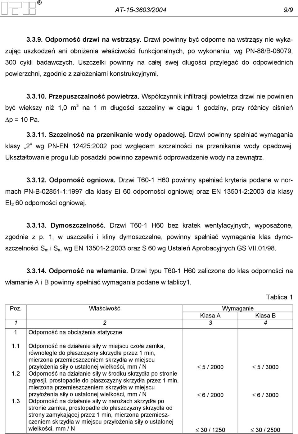 Uszczelki powinny na całej swej długości przylegać do odpowiednich powierzchni, zgodnie z założeniami konstrukcyjnymi. 3.3.10. Przepuszczalność powietrza.