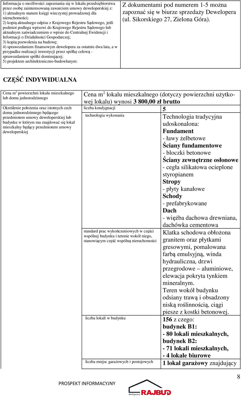 Działalności Gospodarczej; 3) kopią pozwolenia na budowę; 4) sprawozdaniem finansowym dewelopera za ostatnie dwa lata, a w przypadku realizacji inwestycji przez spółkę celową - sprawozdaniem spółki