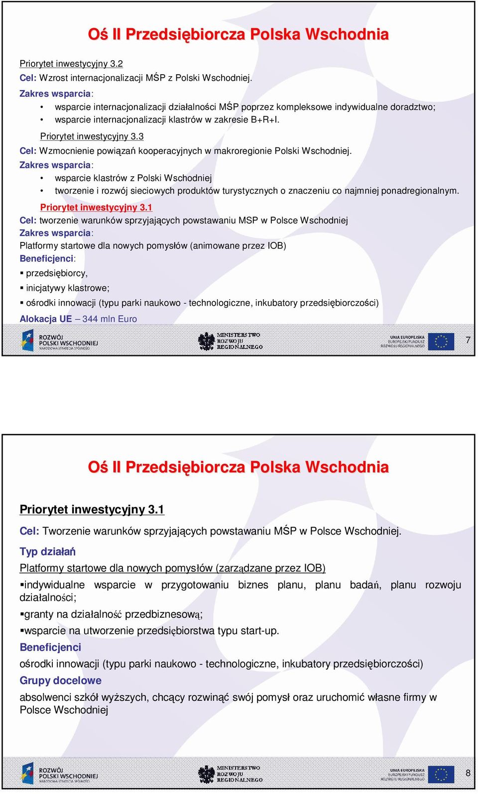 3 Cel: Wzmocnienie powiąza kooperacyjnych w makroregionie Polski Wschodniej.