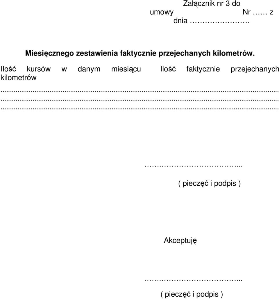 Ilość kursów w danym miesiącu Ilość faktycznie