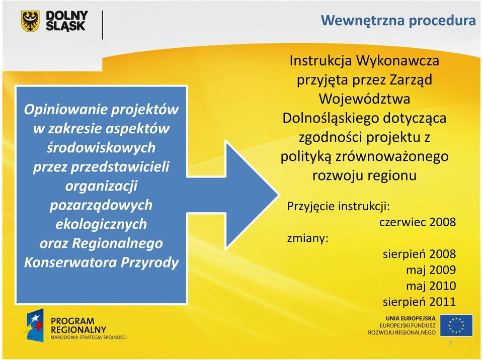 przyjęta przez Zarząd Województwa Dolnośląskiego dotycząca zgodności projektu z polityką zrównoważonego