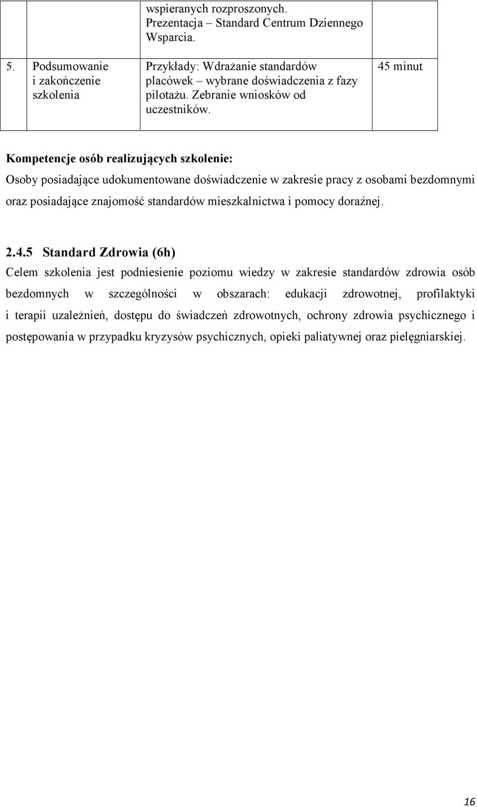 Kompetencje osób realizujących szkolenie: Osoby posiadające udokumentowane doświadczenie w zakresie pracy z osobami bezdomnymi oraz posiadające znajomość standardów mieszkalnictwa i pomocy doraźnej.