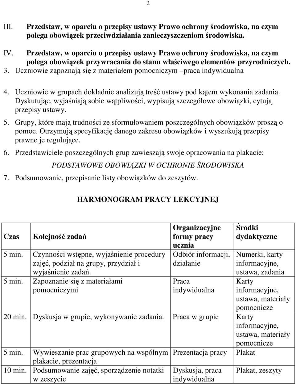 Uczniowie zapoznają się z materiałem pomocniczym praca indywidualna 4. Uczniowie w grupach dokładnie analizują treść ustawy pod kątem wykonania zadania.