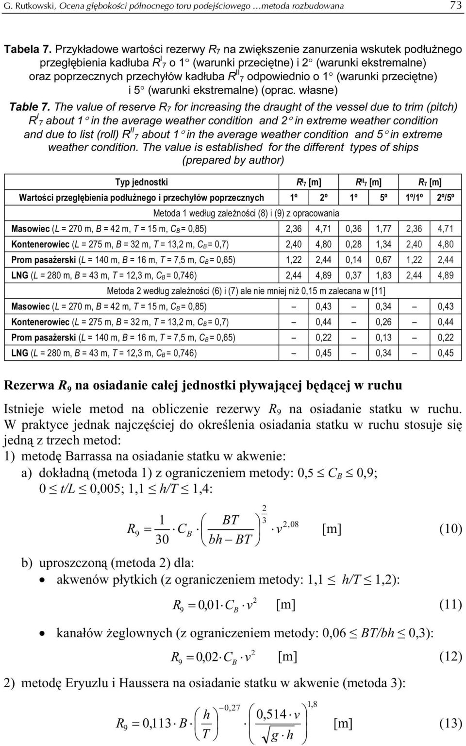 7 odpowiednio o 1 (warunki przeciętne) i 5 (warunki ekstremalne) (oprac. własne) Table 7.