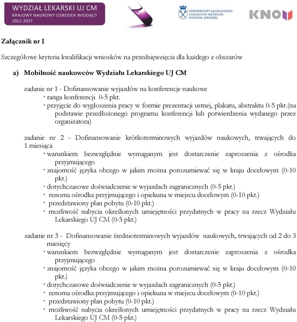 (na podstawie przedłożonego programu konferencji lub potwierdzenia wydanego przez organizatora) zadanie nr 2 - Dofinansowanie krótkoterminowych wyjazdów naukowych, trwających do 1 miesiąca warunkiem