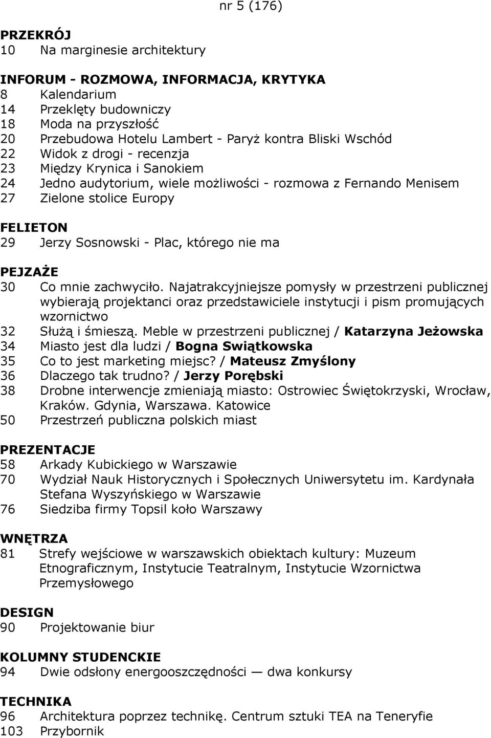 Najatrakcyjniejsze pomysły w przestrzeni publicznej wybierają projektanci oraz przedstawiciele instytucji i pism promujących wzornictwo 32 SłuŜą i śmieszą.