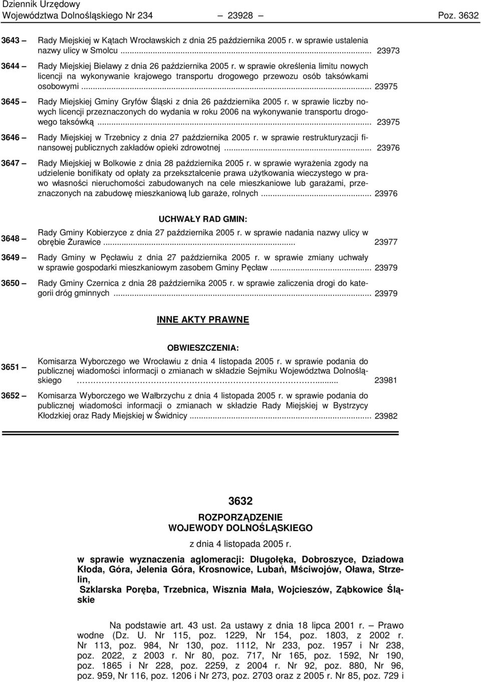 ..23975 3645 Rady Miejskiej Gminy Gryfów Śląski z dnia 26 października 2005 r. w sprawie liczby nowych licencji przeznaczonych do wydania w roku 2006 na wykonywanie transportu drogowego taksówką.