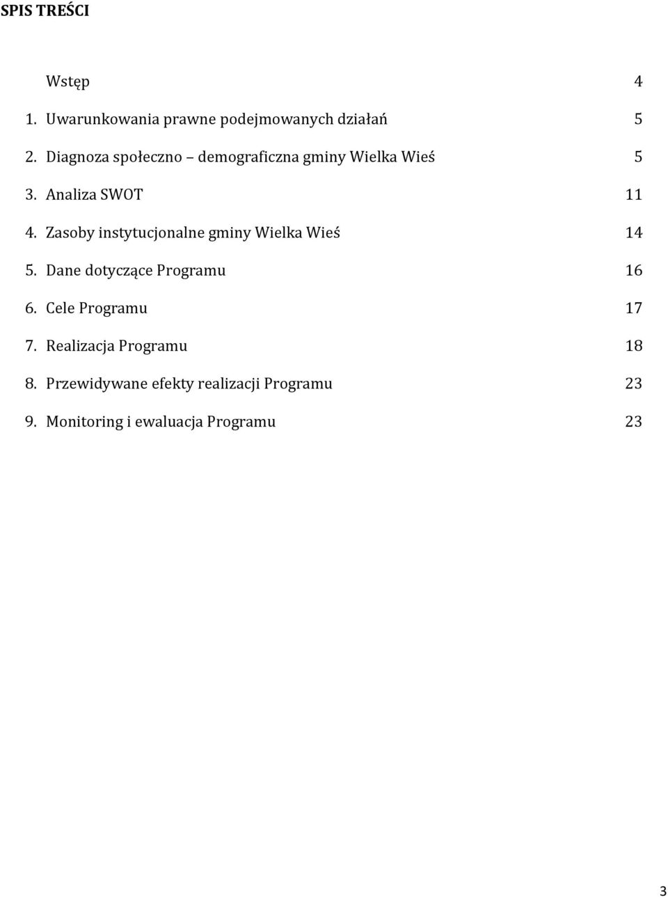 Zasoby instytucjonalne gminy Wielka Wieś 14 5. Dane dotyczące Programu 16 6.