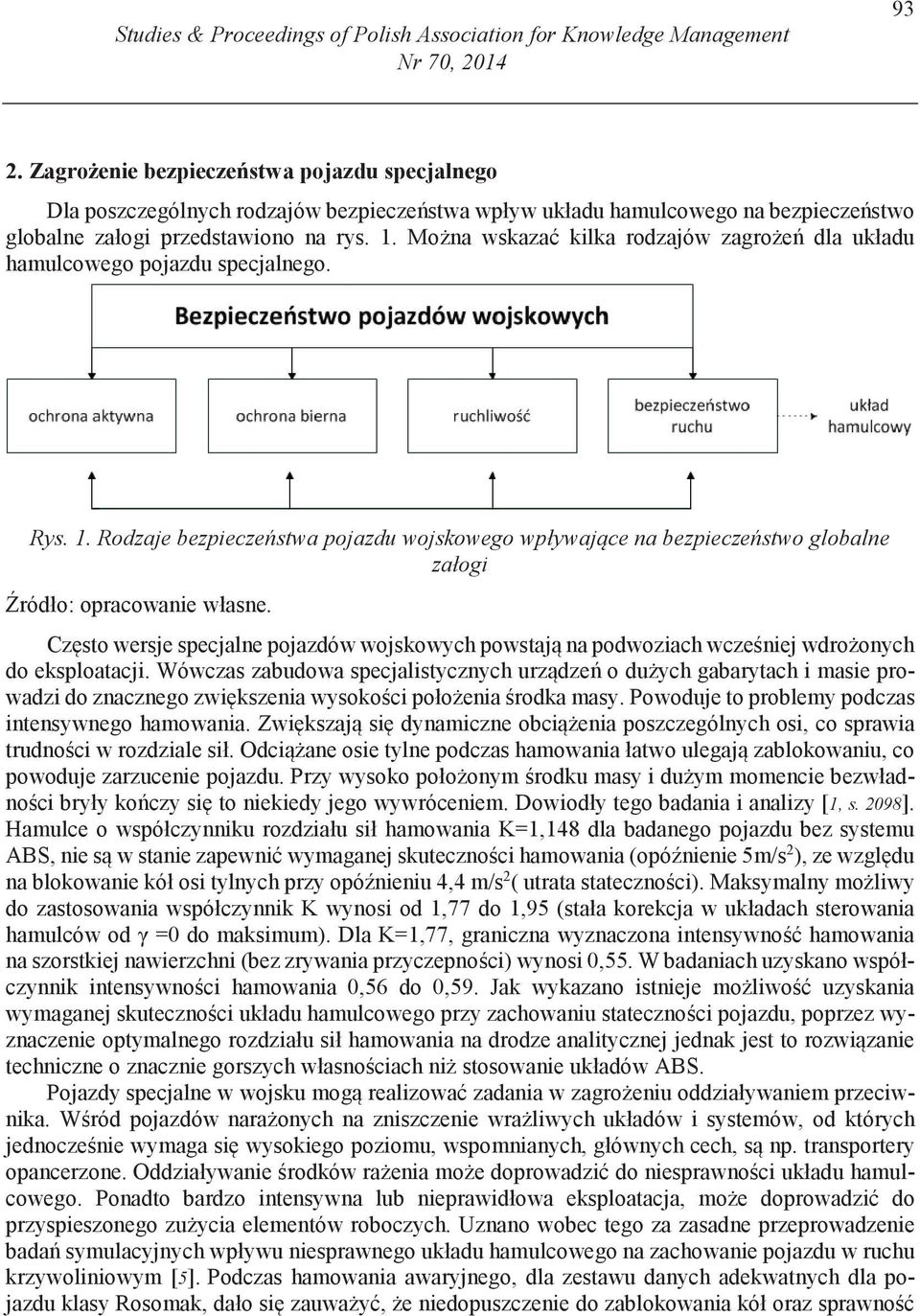 Mo na wskaza kilka rodzajów zagro e dla układu hamulcowego pojazdu specjalnego. Rys. 1.