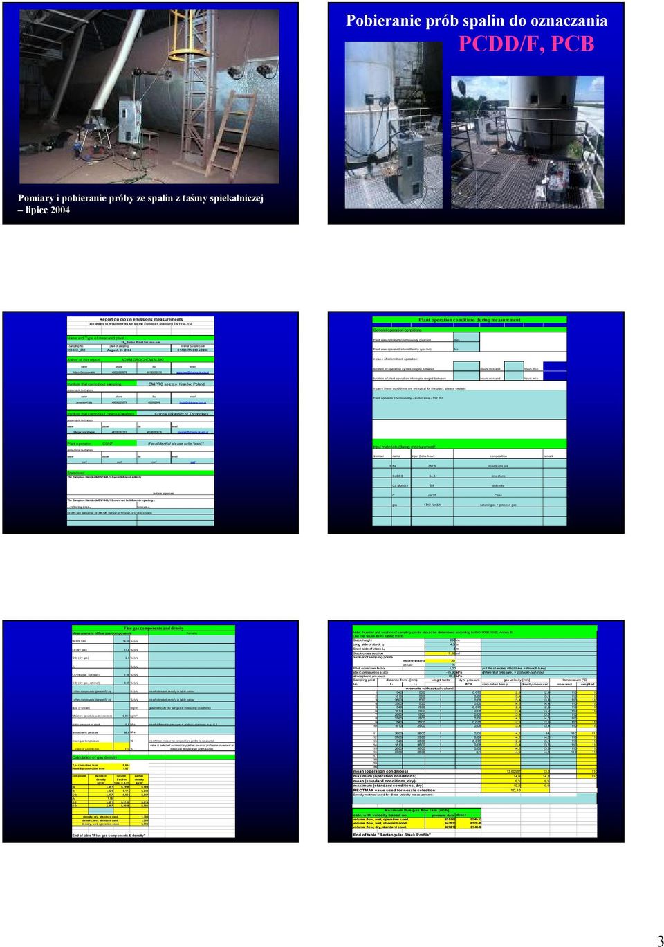 Date of sampling Internal Sample Code 0608XX_288 August, 06 2004 C1/IChiTN/2004/D288 Plant was operated continuously (yes/no Plant was operated intermittently (yes/no Yes No Author of this report: