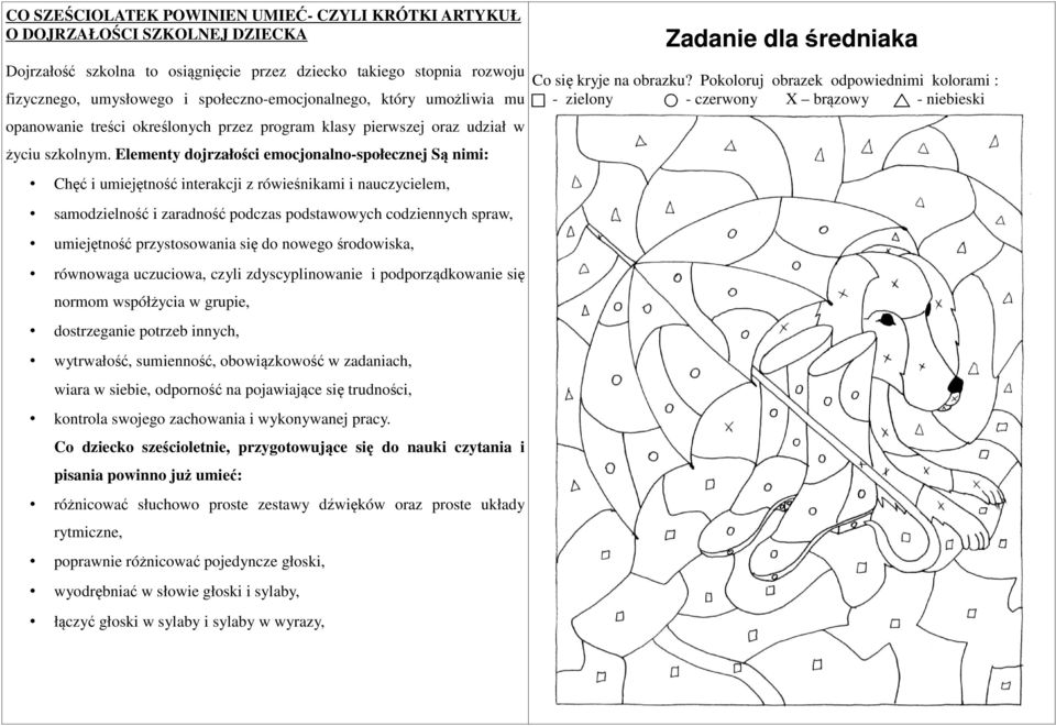 Elementy dojrzałości emocjonalno-społecznej Są nimi: Chęć i umiejętność interakcji z rówieśnikami i nauczycielem, samodzielność i zaradność podczas podstawowych codziennych spraw, umiejętność