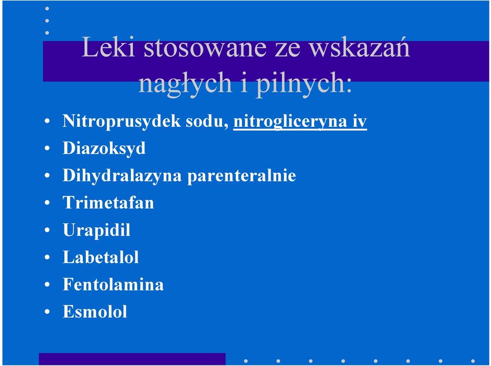 nitrogliceryna iv Diazoksyd Dihydralazyna