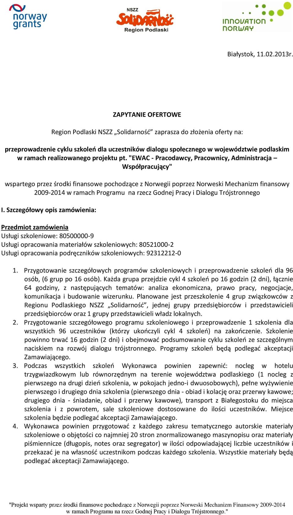 projektu pt.