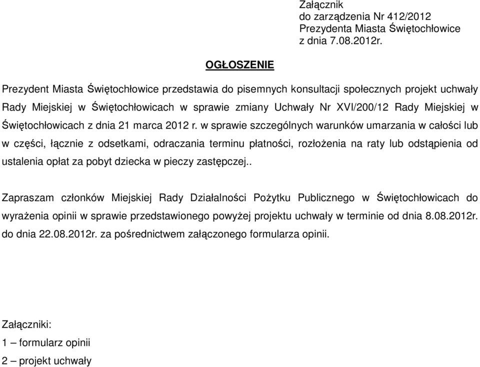Świętochłowicach z dnia 21 marca 2012 r.