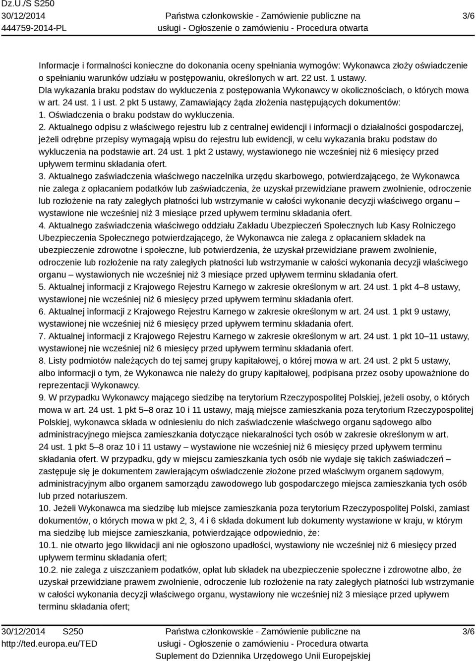 Oświadczenia o braku podstaw do wykluczenia. 2.