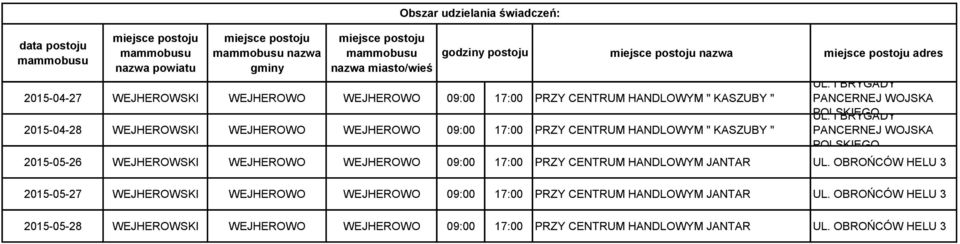 WEJHEROWO 09:00 17:00 PRZY CENTRUM HANDLOWYM JANTAR UL.