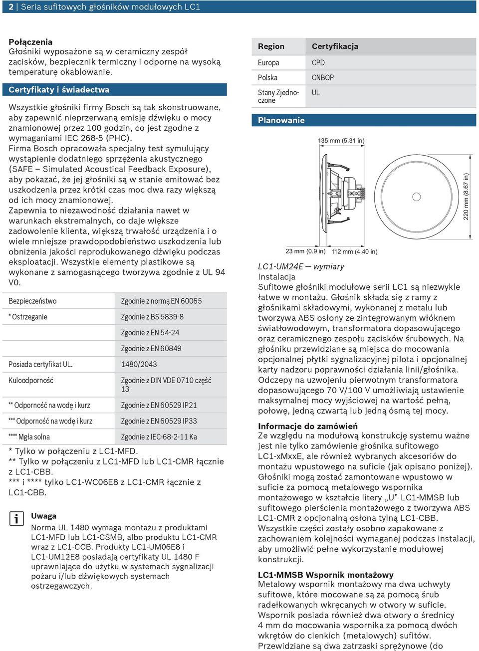 Firma Bosch opracowała specjalny test symulujący wystąpienie dodatniego sprzężenia akustycznego (SAFE Simulated Acoustical Feedback Exposure), aby pokazać, że jej głośniki są w stanie emitować bez