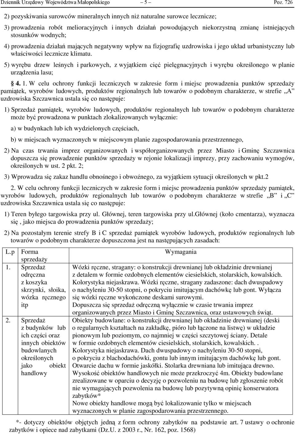 4) prowadzenia działań mających negatywny wpływ na fizjografię uzdrowiska i jego układ urbanistyczny lub właściwości lecznicze klimatu.