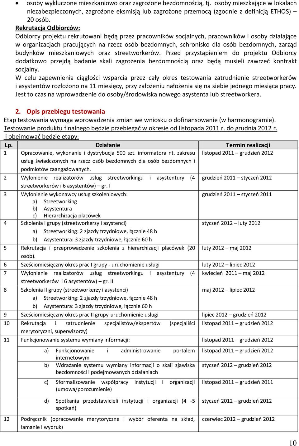 bezdomnych, zarząd budynków mieszkaniowych oraz streetworkerów.