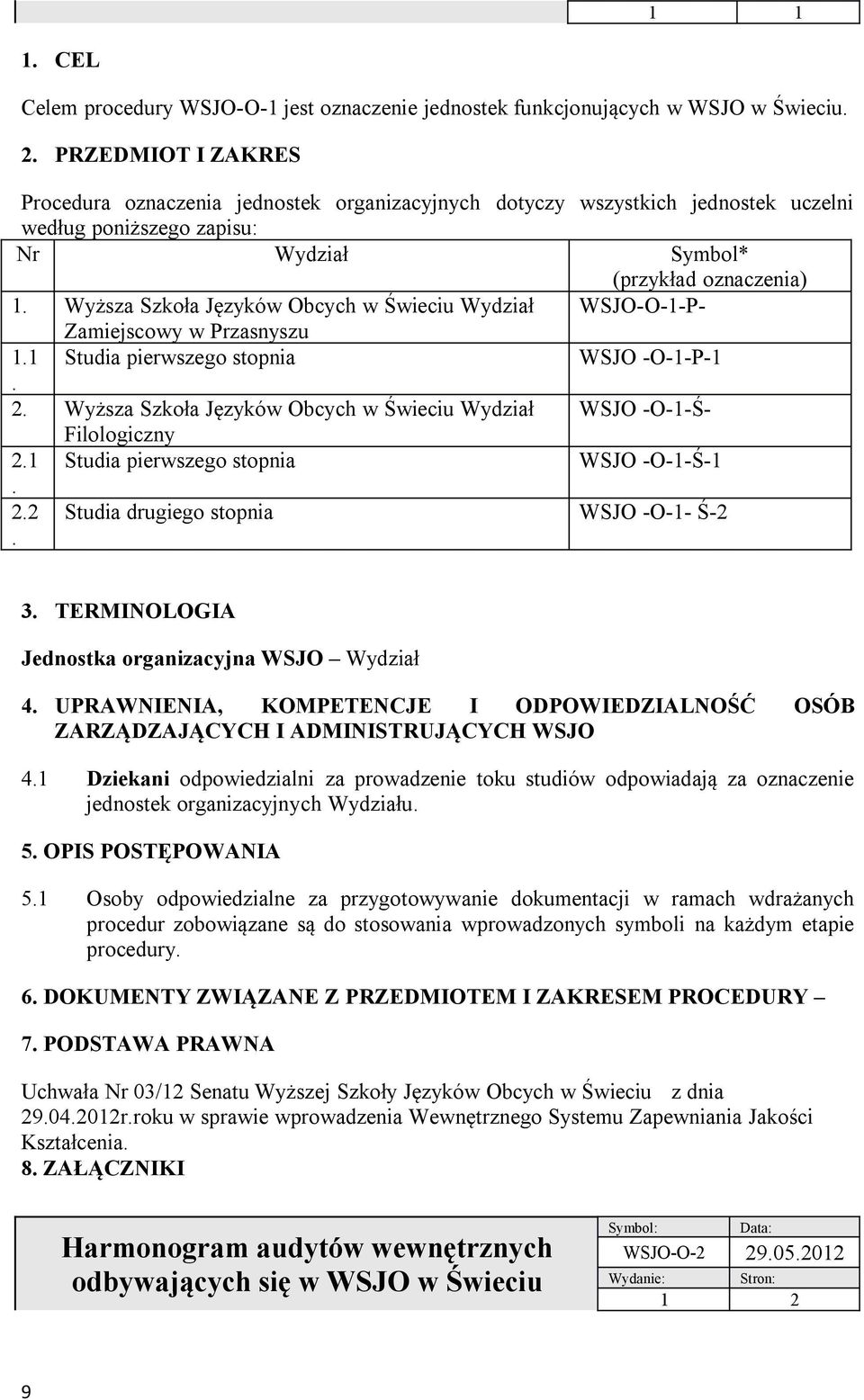 Wyższa Szkoła Języków Obcych w Świeciu Wydział WSJO-O-1-P- Zamiejscowy w Przasnyszu 1.1 Studia pierwszego stopnia WSJO -O-1-P-1. 2.