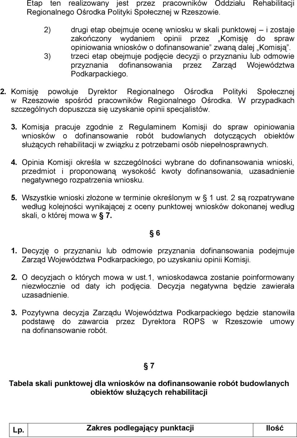 3) trzeci etap obejmuje podjęcie decyzji o przyznaniu lub odmowie przyznania dofinansowania przez Zarząd Województwa Podkarpackiego.
