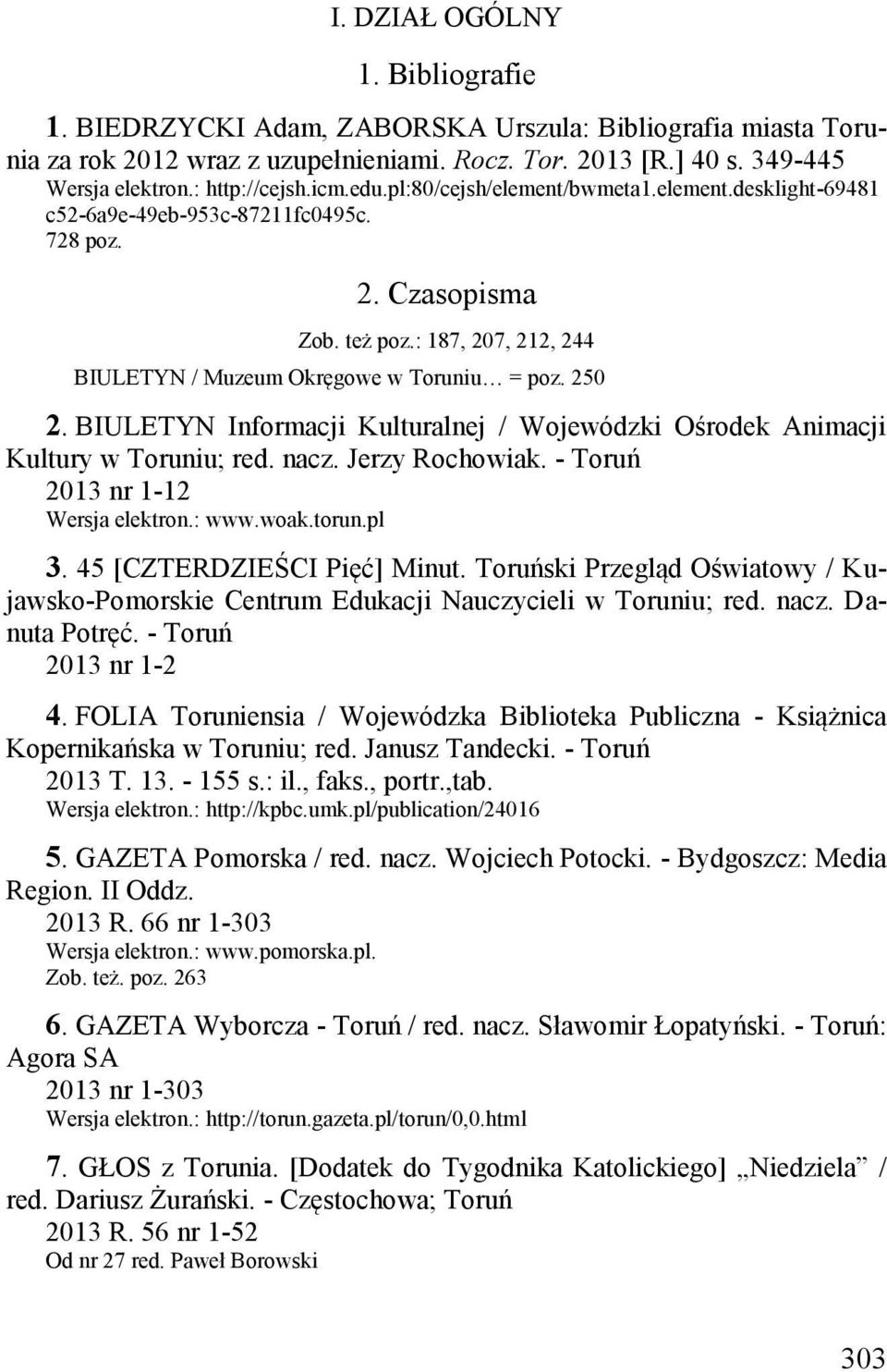 I Dział Ogólny 2 Czasopisma Zob Też Poz 187 207 212 244