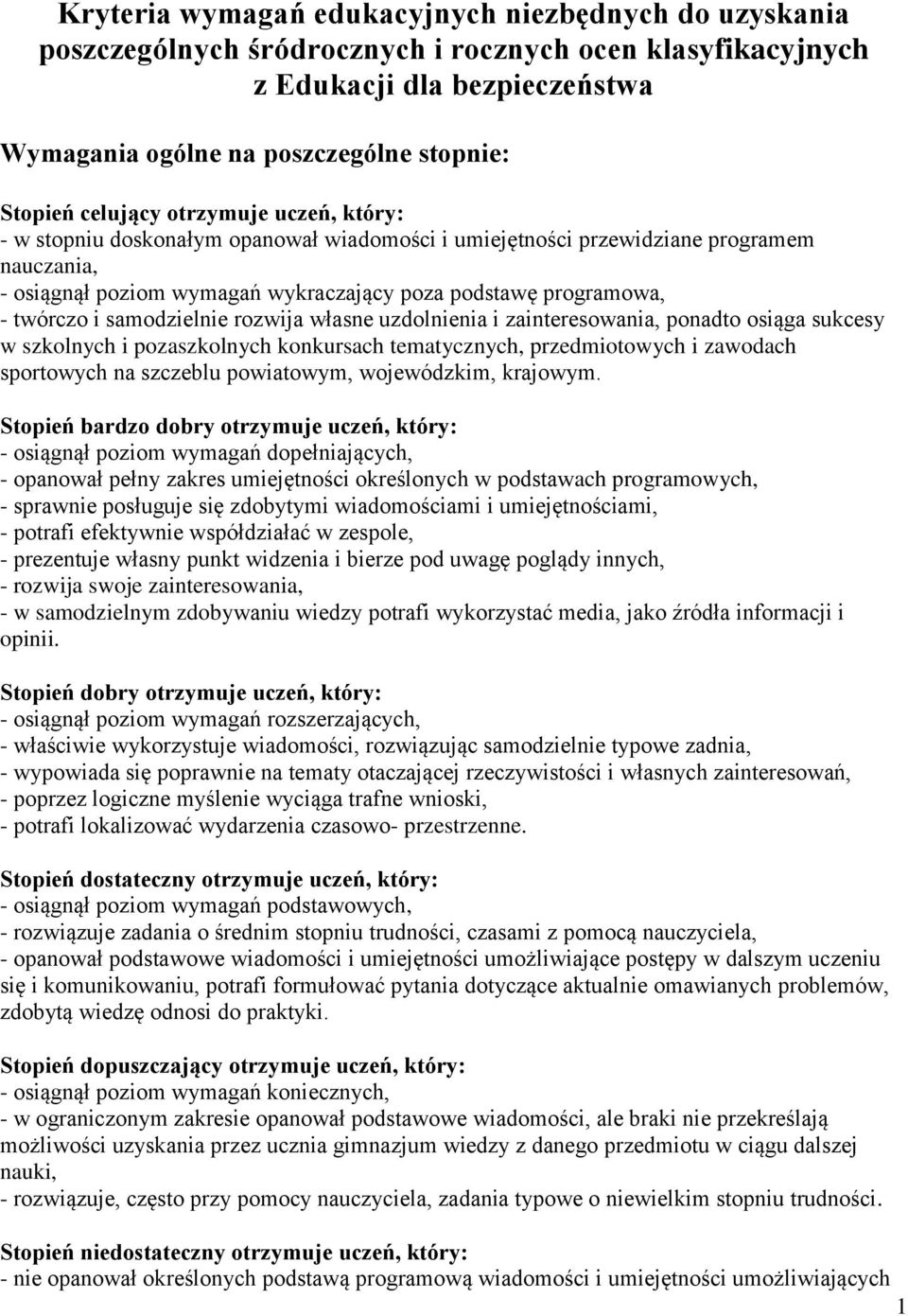 i samodzielnie rozwija własne uzdolnienia i zainteresowania, ponadto osiąga sukcesy w szkolnych i pozaszkolnych konkursach tematycznych, przedmiotowych i zawodach sportowych na szczeblu powiatowym,