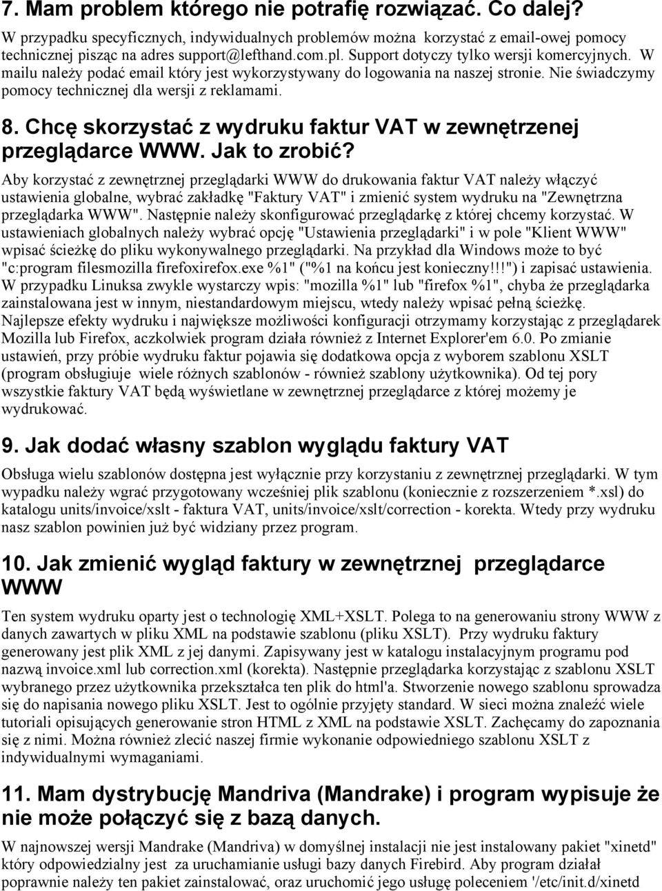 Chcę skorzystać z wydruku faktur VAT w zewnętrzenej przeglądarce WWW. Jak to zrobić?