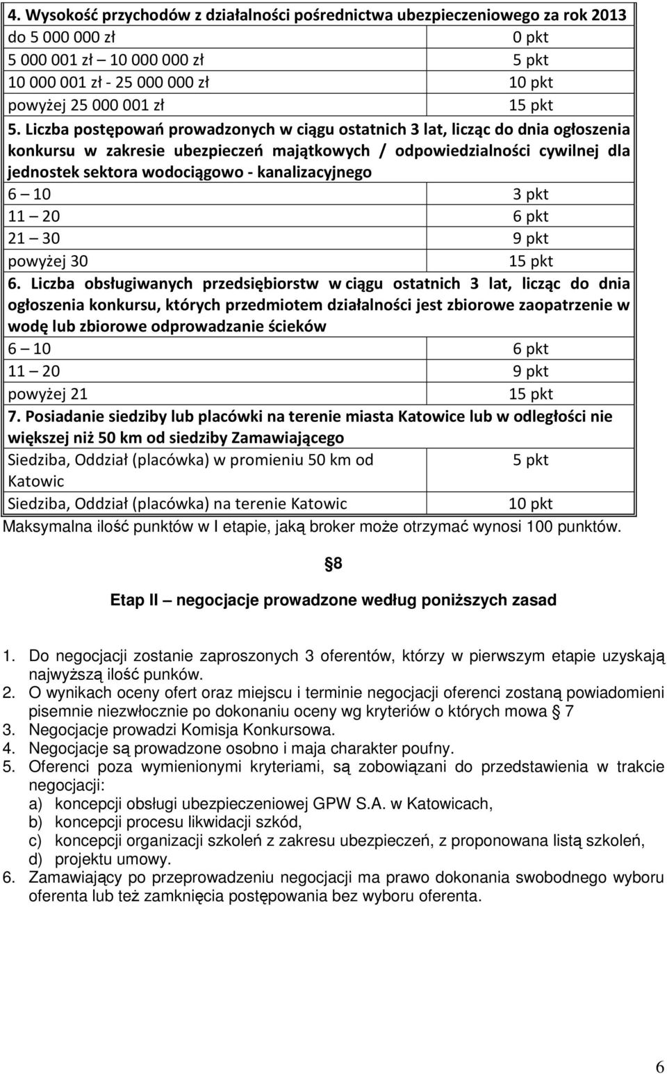 kanalizacyjnego 6 10 3 pkt 11 20 6 pkt 21 30 9 pkt powyżej 30 15 pkt 6.