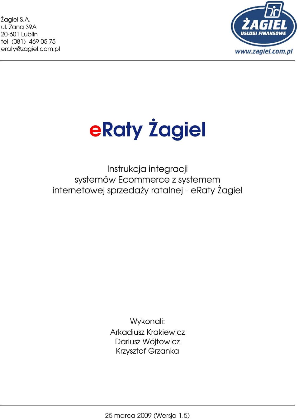 pl eraty Żagiel Instrukcja integracji systemów Ecommerce z systemem