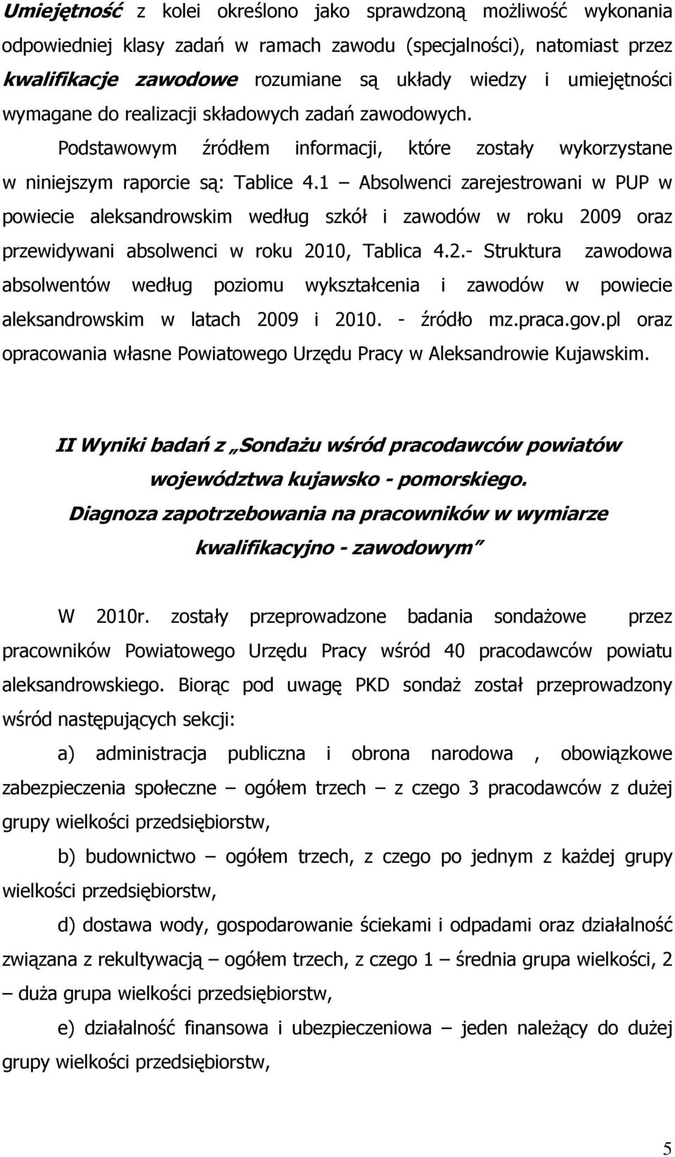 1 Absolwenci zarejestrowani w PUP w powiecie aleksandrowskim według szkół i zawodów w roku 20