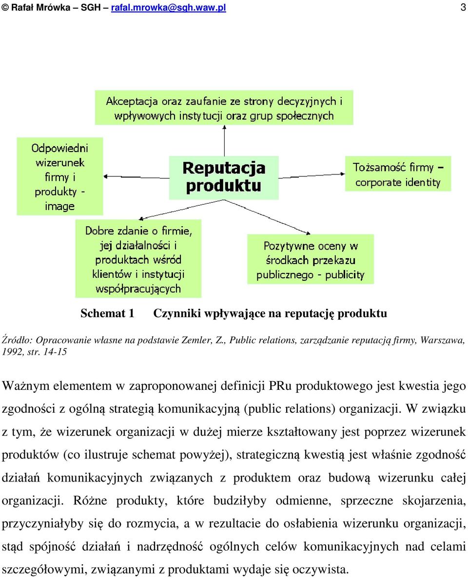 14-15 Ważnym elementem w zaproponowanej definicji PRu produktowego jest kwestia jego zgodności z ogólną strategią komunikacyjną (public relations) organizacji.