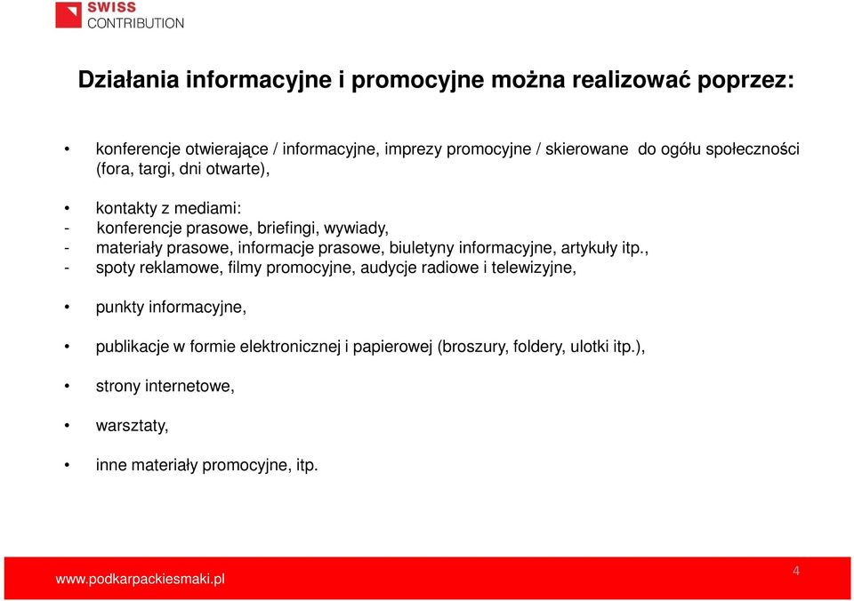 informacje prasowe, biuletyny informacyjne, artykuły itp.