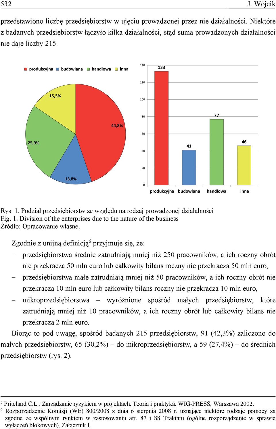 produkcyjna budowlana handlowa inna 133 14 1 15,5% 1 8 77 44,8% 6 25,9% 4 41 46 13,8% produkcyjna budowlana handlowa inna Rys. 1. Podział przedsiębiorstw ze względu na rodzaj prowadzonej działalności Fig.