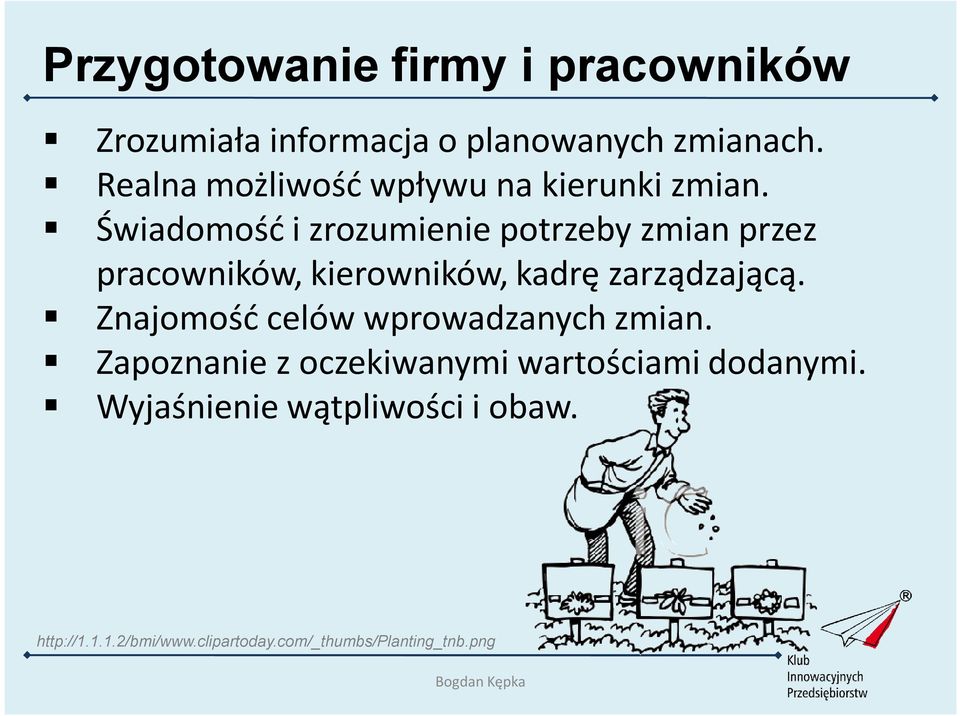 Świadomość i zrozumienie potrzeby zmian przez pracowników, kierowników, kadrę zarządzającą.