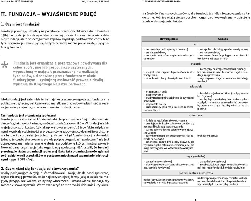 Odwołując się do tych zapisów, można podać następującą definicję fundacji.