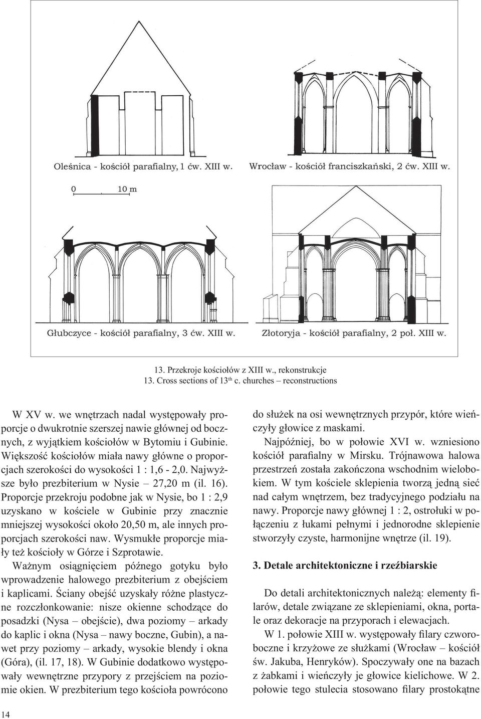 Wi kszo ko cio ów mia a nawy g ówne o proporcjach szeroko ci do wysoko ci 1 : 1,6-2,0. Najwy sze by o prezbiterium w Nysie 27,20 m (il. 16).