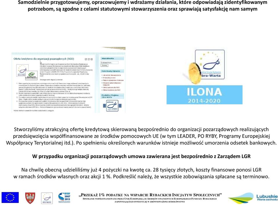 Europejskiej Współpracy Terytorialnej itd.). Po spełnieniu określonych warunków istnieje możliwość umorzenia odsetek bankowych.