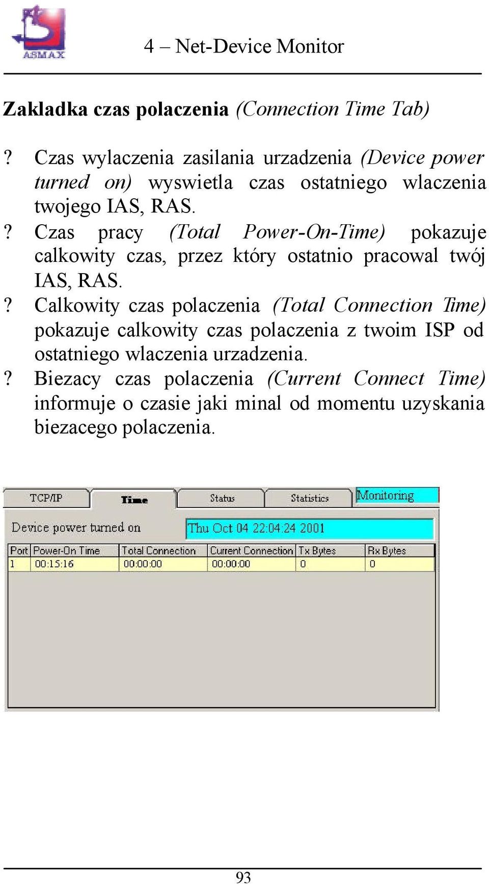 ? Czas pracy (Total Power-On-Time) pokazuje calkowity czas, przez który ostatnio pracowal twój IAS, RAS.