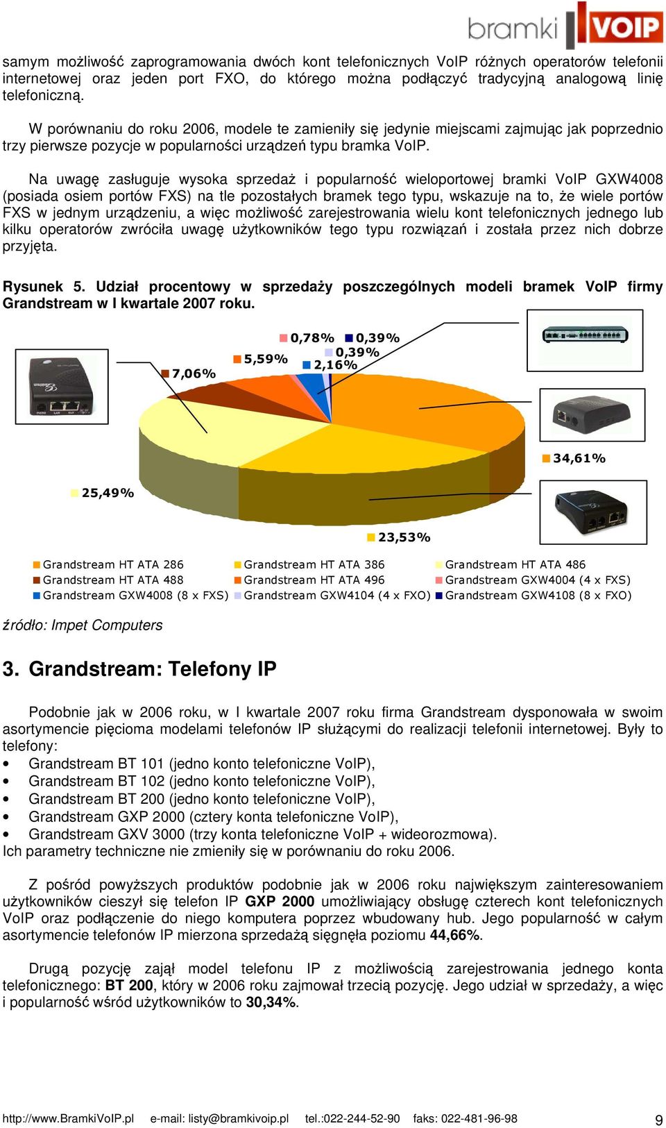 Na uwagę zasługuje wysoka sprzedaż i popularność wieloportowej bramki VoIP GXW4008 (posiada osiem portów FXS) na tle pozostałych bramek tego typu, wskazuje na to, że wiele portów FXS w jednym