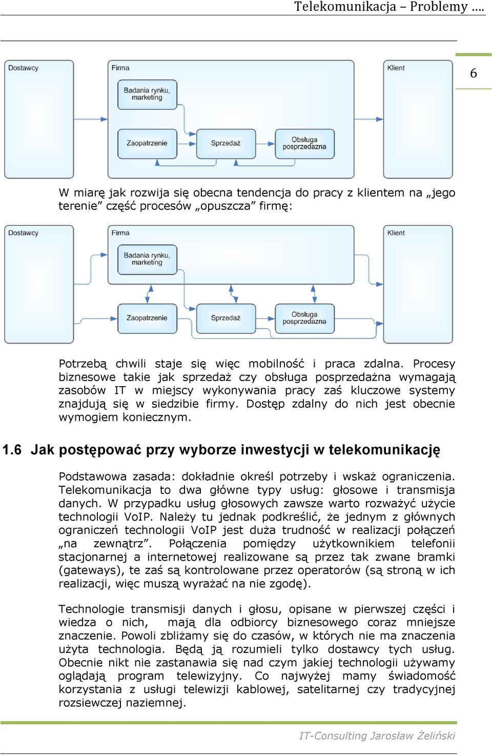 Dostęp zdalny do nich jest obecnie wymogiem koniecznym. 1.6 Jak postępować przy wyborze inwestycji w telekomunikację Podstawowa zasada: dokładnie określ potrzeby i wskaż ograniczenia.