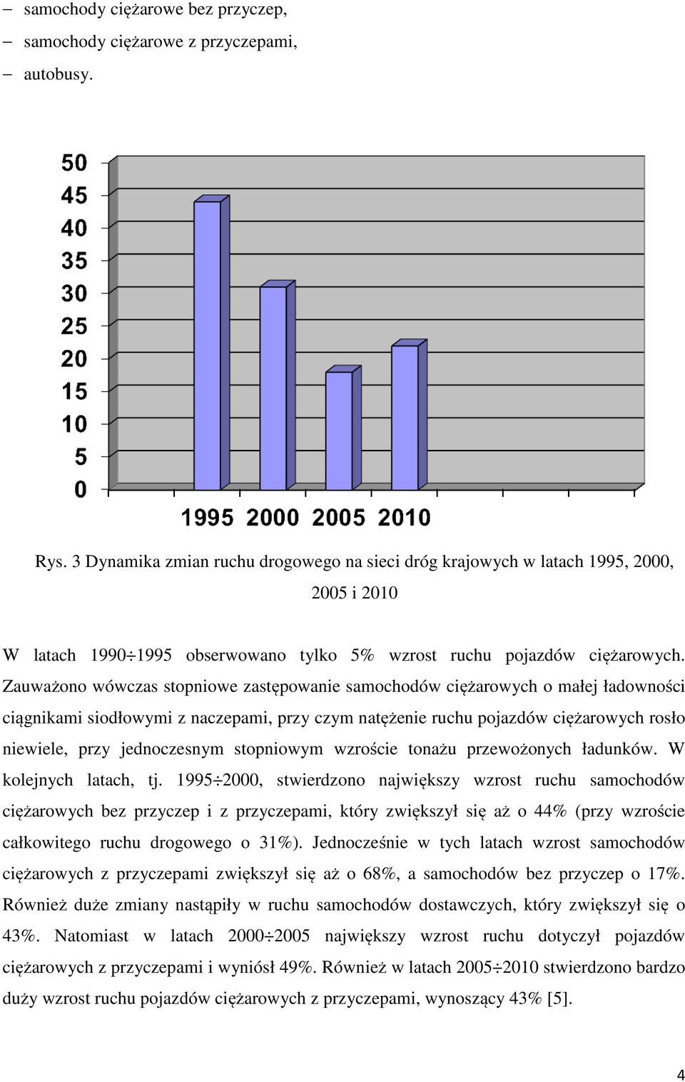 Zauważono wówczas stopniowe zastępowanie samochodów ciężarowych o małej ładowności ciągnikami siodłowymi z naczepami, przy czym natężenie ruchu pojazdów ciężarowych rosło niewiele, przy jednoczesnym