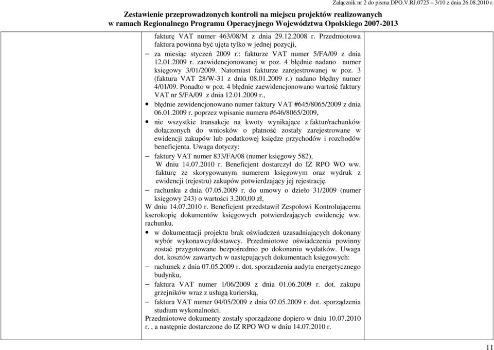 4 błędnie zaewidencjonowano wartość faktury VAT nr 5/FA/09 z dnia 12.01.2009 r.