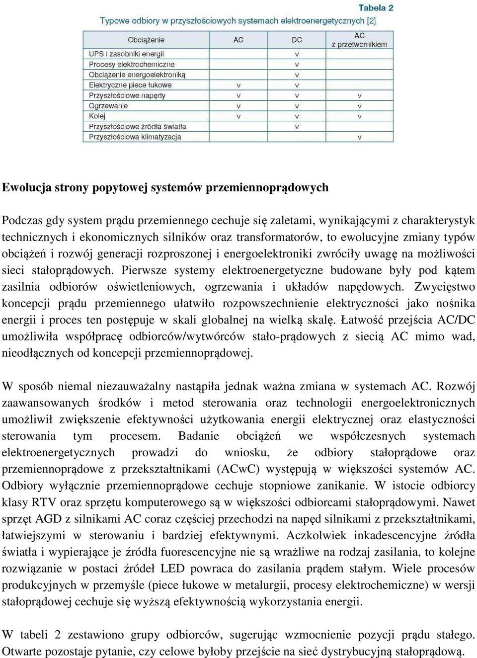 Pierwsze systemy elektroenergetyczne budowane były pod kątem zasilnia odbiorów oświetleniowych, ogrzewania i układów napędowych.